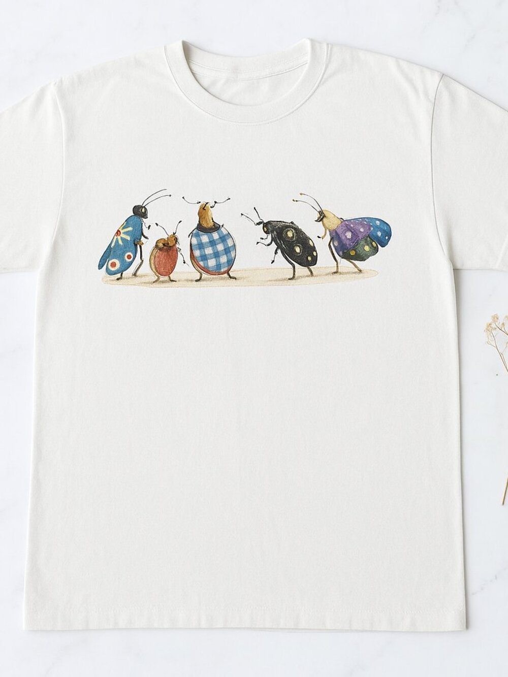 Cute Colorful Beetle Graphic T-Shirt Whimsical Insect Illustration Tee